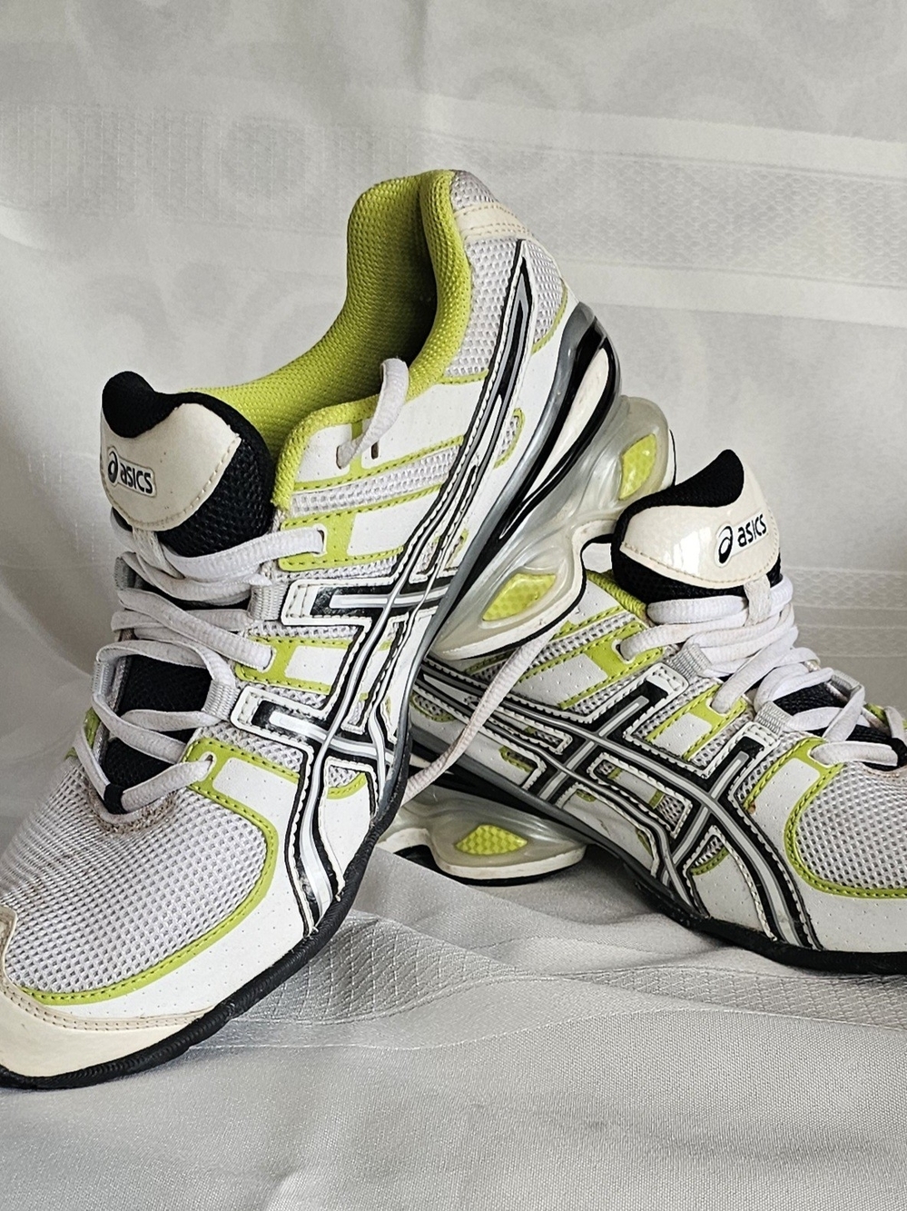 ASICS Gel-Frantic 5 /White Black Lime Green /Athletic Running Shoes W8 1/2